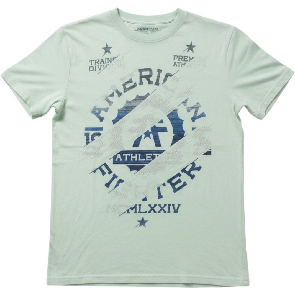 American Fighter Mens Small Mint Green Distressed Graphic Athletic T-Shirt